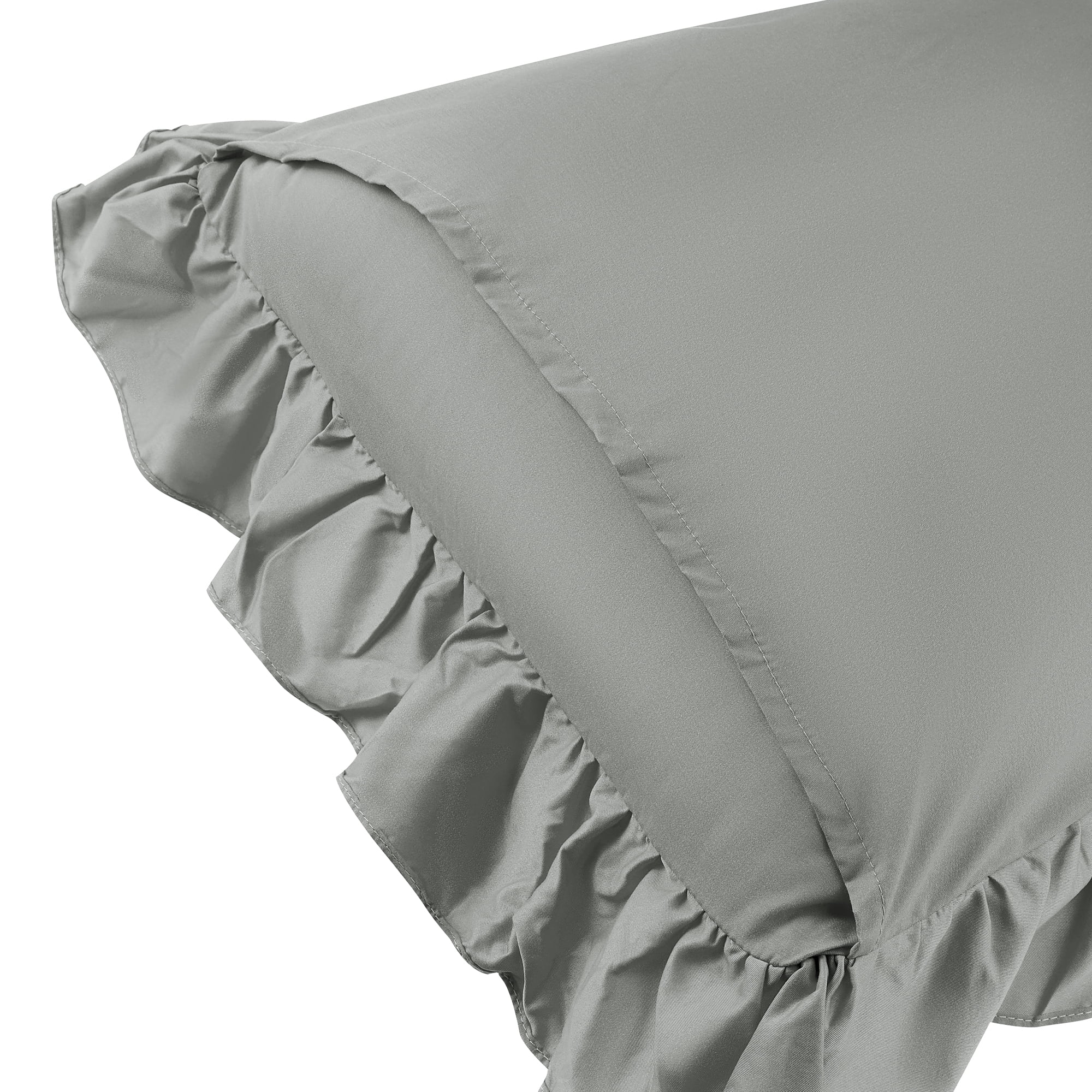 Unique Bargains Set of 2  Single Layer Ruffled Envelope Closure Pillow Shams Queen Grey