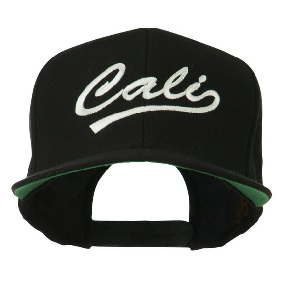 Cali Embroidered Flat Bill Cap - Black OSFM