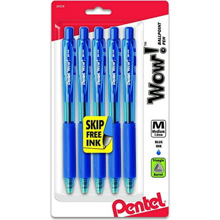 Pentel BK440BP5C Blue Wow!™ Retractable Ballpoint Pen 5 Count Pack of 6