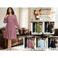 thumbnail image 4 of Cuteduck Women Plus Size Fall Casual Long Sleeve Dress Round Neck Tiered Knitted Flared Sleeve Midi Ruffle Dress 1X-5X, 4 of 7