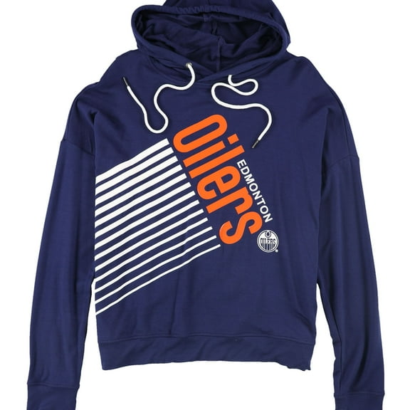 Touch Womens Oilers Tulip Back Hoodie Sweatshirt, Blue, Medium