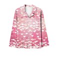 thumbnail image 3 of VBTAPA Valentines Day Pajama Woman Button Down Pajamas for Women Soft Comfy Loungewear Notch Collar Heart Print Tops with Pocket and Pants Pink XXL, 3 of 5