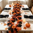 thumbnail image 3 of Tumdkd Pumpkin Maple Leaf Garland, Black Orange Artificial Fall Vine for Mantel, Stair Railing, Doorway and Table Decor, 3 of 6