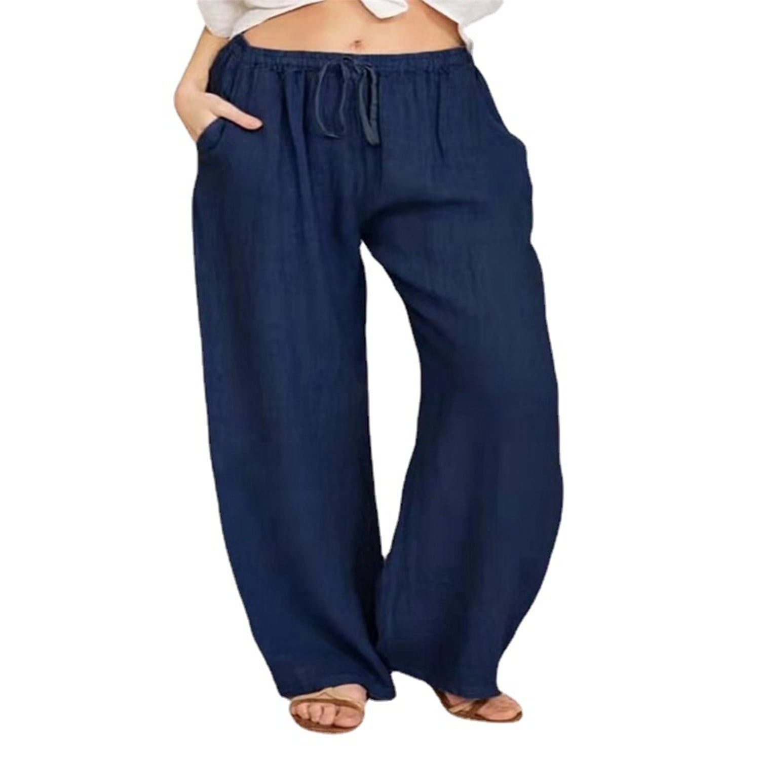 LONGYUAN Women's Comfy Pajama Pants Casual Stretch Pant Drawstring Palazzo Lounge Pants Wide Leg for All Seasons