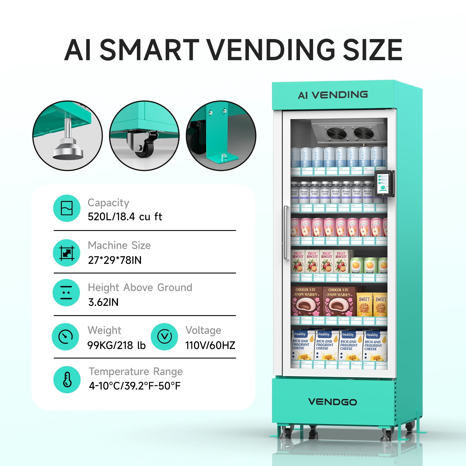 Smart AI Vending Machine (with Card Reader) Features AI Visual Recognition and Cashless Payment Support; Ideal for Gyms, Schools, Hotels, Entertainment Venues, and More
