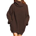 thumbnail image 1 of Suéter de otoño/invierno de moda de manga larga, suéter de cuello alto, vestido de punto de longitud media a larga para mujer, 1 of 6