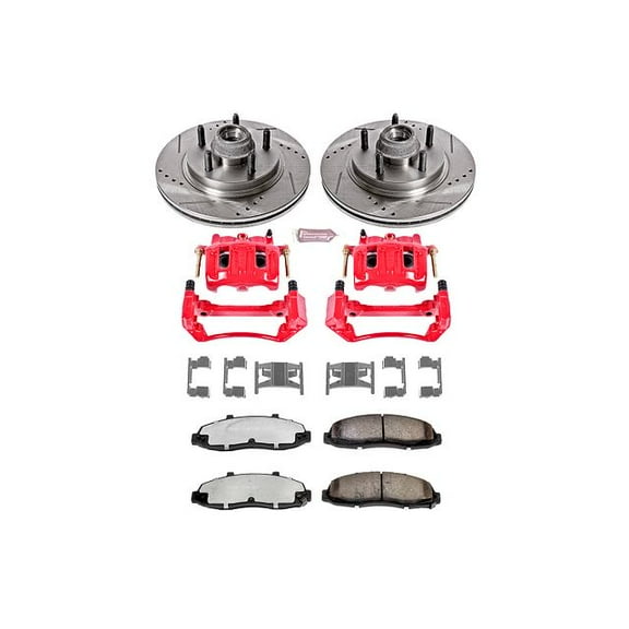PowerStop Front Z36 Truck & Tow Brake Pad and Rotor Kit with Red Powder Coated Calipers Fits: FORD Select Models KC1914-36