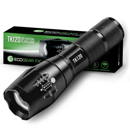 LED Tactical Flashlight - TK120 Handheld Light with 5 Light Modes Water Resistant Zoomable - Great Gifts for Men for Camping Emergency Everyday Use