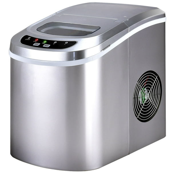 Máquina de Hacer Hielo Costway 12 Kg 24 H Tanque de Agua 2,2 L con Cuchara y Cesta Portátil Gris 25 x 36 x 32,5 cm