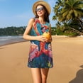 thumbnail image 3 of Balery Romantic Flamingo Pair Vestidos de verano para mujer con estampado: vestido holgado sin mangas, vestido playero informal y cómodo para días calurosos., 3 of 7