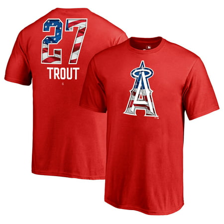 Mike Trout Los Angeles Angels Fanatics Branded Youth 2019 Stars & Stripes Banner Wave Name & Number T-Shirt - (Best Cookies In Los Angeles 2019)