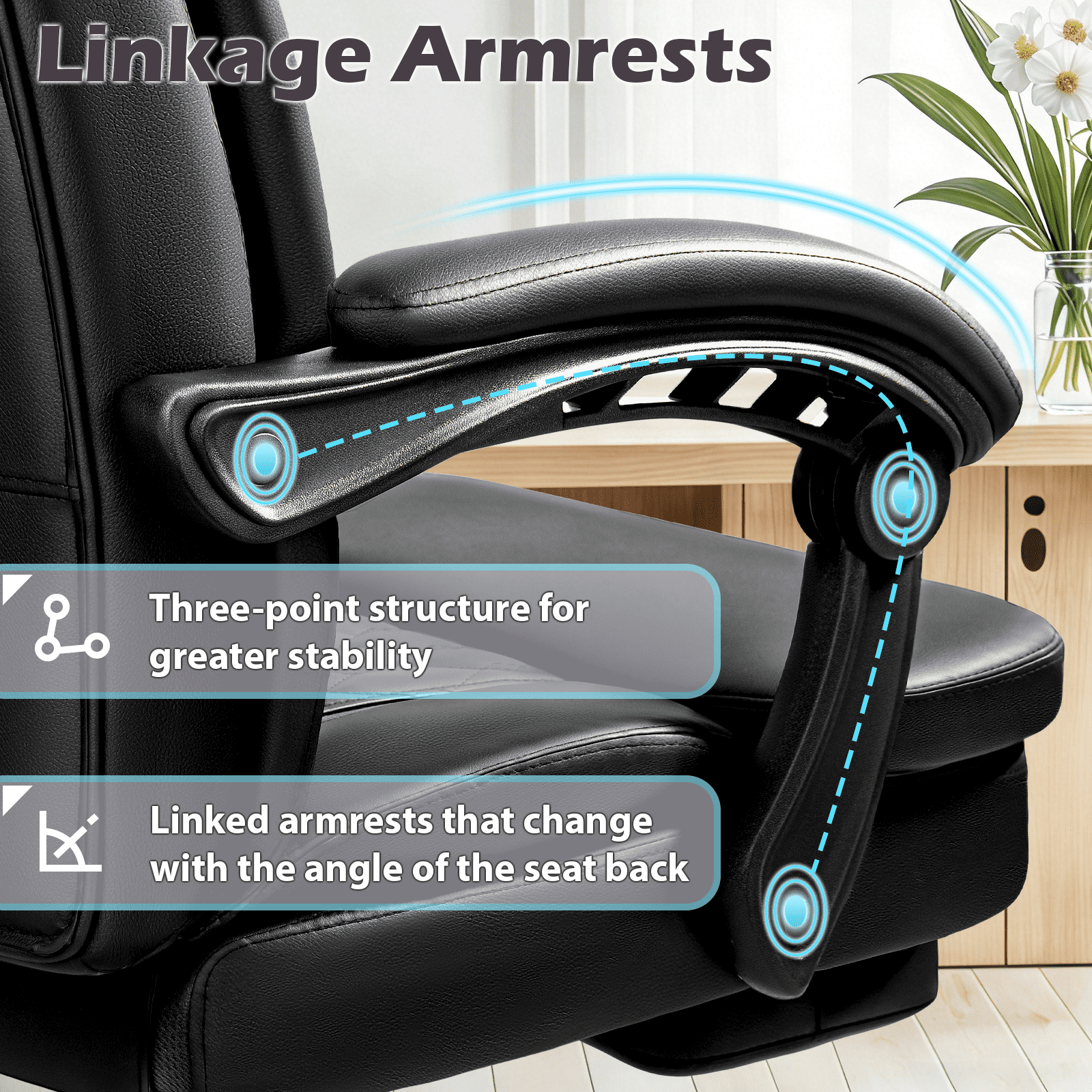Waleaf Office Chair with Footrest, Ergonomic High Back Computer Desk Chair with Adjustable Headrest and Lumbar Support for Home Office