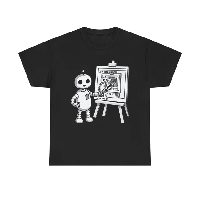 AI Technology Meme Generator Recursion Loop Funny Geek Design Unisex T-Shirt HK1445, up to Size 5XL