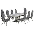 thumbnail image 1 of Marble Mixed Dining Set with Silver Stainless Steel and Gray Velvet Chairs, 1 of 5