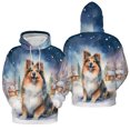 thumbnail image 3 of Hello Winter Shetland Sheepdog Welcome Snowy Night Watercolor Vintage All Over Print 3D Hoodie Unisex Merch Hoodies Sheltie Dog Lover Gifts - 01011, 3 of 6