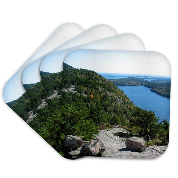 3drose, Acadia National Park - View of Jordon Pond, Set of 4 Coasters - Soft