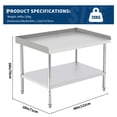 thumbnail image 2 of EDTara Stainless Steel Prep Table, NSF Commercial Grade, 400 Lbs Capacity, Adjustable Legs with 2" Edge Baffle, 2 of 7