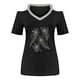 thumbnail image 4 of Moda Mujer Verano Cuello en V Manga corta Hombro frío Blusa Camiseta Causal Impresión Tops Fridja  hjk5222, 4 of 5