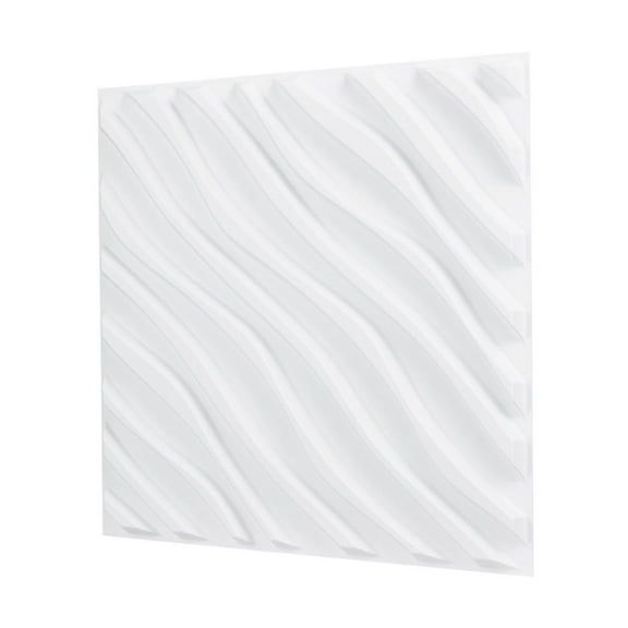 3D Wall Panels 12-Pack White PVC Textured Decor - 19.7x19.7 inch, 32 Sq Ft - Wave Design for Living Room, Bedroom, Home Decor