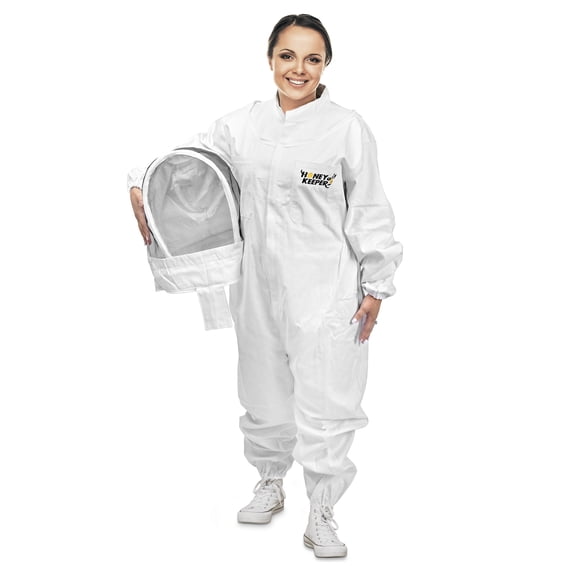 Honey Keeper Professional Cotton Full Body Beekeeping Suit with Self Supporting Veil Hood - XLarge