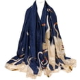 thumbnail image 4 of Wrapables® Silk Like Satin Polyester Large Scarf Wrap, Cranes Blue, 4 of 6