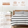 thumbnail image 6 of 3 Piece Grey Stripes Duvet Cover Set Full Size, Microfiber Comforter/Quilt Cover with Corner Ties and 2 Pillowcases, Simple Gray White Texture All Season Soft Bedding with Zipper Closure, 6 of 8