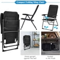 thumbnail image 4 of PetFurnishn Set of 2 Patio Chairs, Folding Chairs with Adjustable Backrest, Outdoor Sling Chairs for Bistro, Deck, Backyard, Armchair with Padded Seat, 300 lbs Capacity (2, Black), 4 of 9