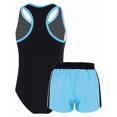 thumbnail image 4 of dPois Kids Girls 2Pcs Swimsuit Tankini Boho Print Racerback Bodysuit with Bootyshorts Bathing Suit Geometry 16, 4 of 5