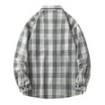 thumbnail image 4 of Plaid Shirts Men 2025 New Retro Long Sleeve Button Down Lapel Loose Shoulder Handsome Casual Cardigan Shirt Comfortable Fall Jackets for Men White M, 4 of 4