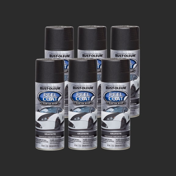 6 Pack, Graphite, Rust-Oleum Automotive Peel Coat Matte Spray Paint-283786, 10 oz