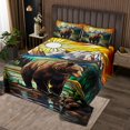 thumbnail image 2 of Erosebridal Hunting Bear Coverlet Set Twin, Natural Mountain Jungle Tree Bedding Set, Ultra Soft 2pcs, 2 of 5