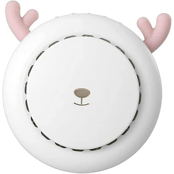 Mini ventilador de mano personal Dibujos animados Cuello de ciervo Manos libres Ventilador de terciopelo sin hojas Ventilador de bolsillo portátil de viaje de 3 velocidades - Blanco silencioso TUNC Sencillez