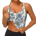 thumbnail image 4 of Haiem Flowers and Butterflies Pattern Womens Sports Bra - U Neck Padded Low Impact Yoga Bra Workout Crop Top Gym Moisture-Wicking Workout Vest -X-Large, 4 of 9
