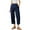 Dark blue, variant on Audhol Wide Leg Linen Pants for Women, Ladies' Spring and Summer Fashionable Casual Solid Color Loose Cotton Linen Elastic High Waisted Pleated Wide Leg Pants Cotton Trousers for Women Black L