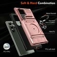 thumbnail image 3 of ELEHOLD for Samsung Galaxy S24 Ultra Rugged Hard Case with Metal Ring Holder Kickstand Work with Magnetic Car Mount Hidden Card Slot Pocket Shockproof Armor Cover with 1 Pack Screen Protector,Rosegold, 3 of 7