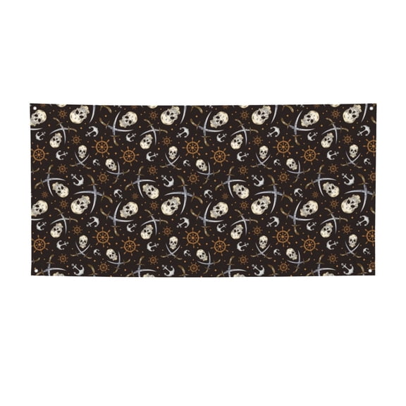 Picia Pirate Skulls Pattern Party Banner, Festive Decoration, Holiday Banner, Celebration Decor, Event Banner, Reusable Party Banner-Small