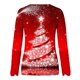 thumbnail image 4 of Mujeres moda Navidad costura impresa cuello redondo Top trompeta manga larga Pompotops gfhjh14553, 4 of 5