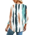 thumbnail image 3 of Tops for Women Plus Size 3/4 Sleeve V-Neck Printed Casual Blouses Shirts Blue L, 3 of 4