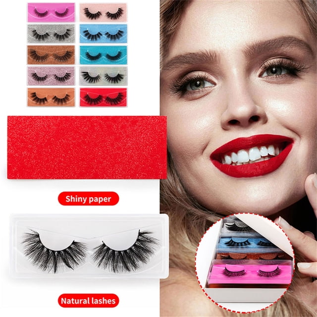 Pestañas de visón de imitación 3d Juego de 10 pares Tarjeta base de color Pestañas postizas naturales Wmkox8yii hjk1702