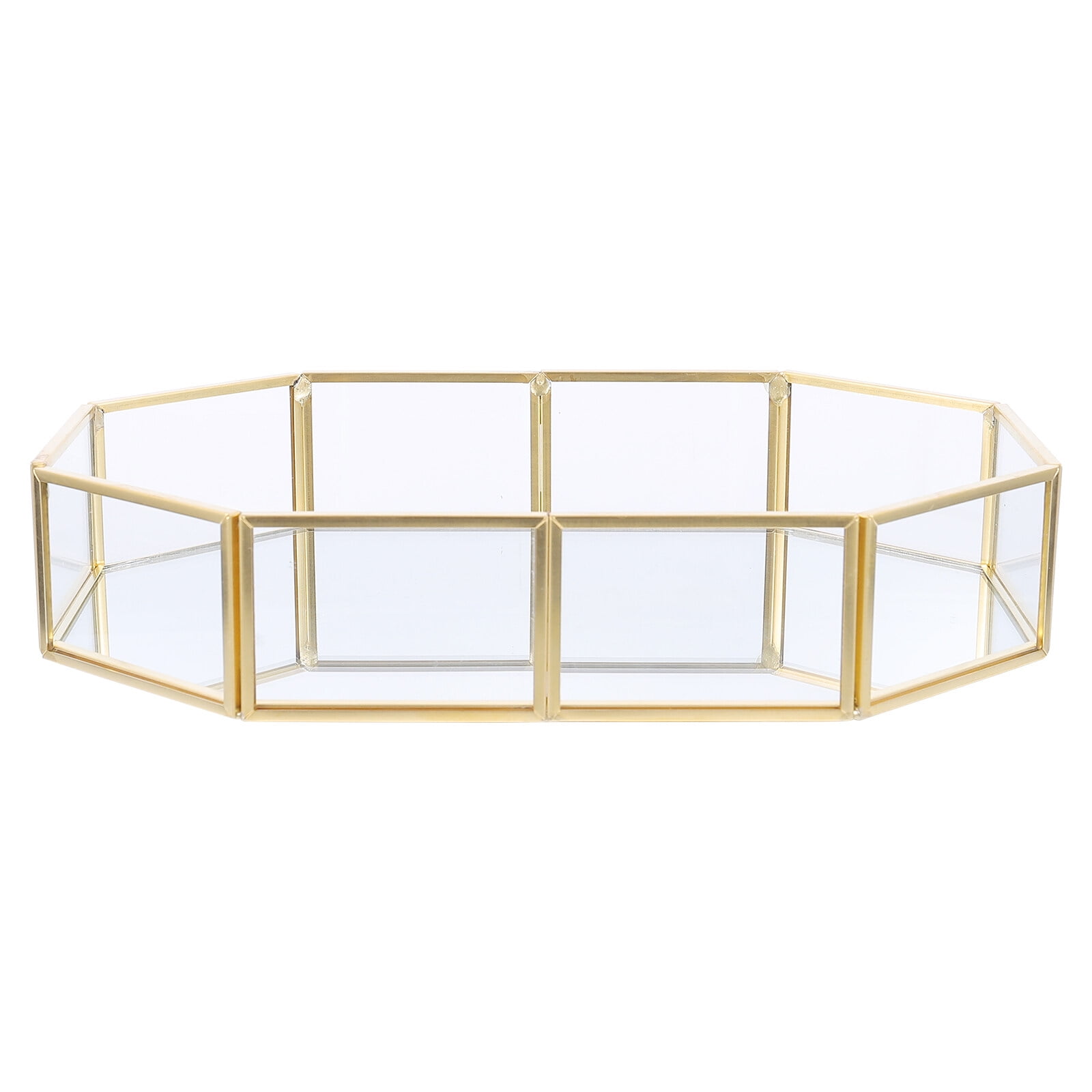 KHBUAB cate Jewelry Display Box Golden Alloy Glass Home Decoration Stylish