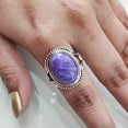 thumbnail image 4 of Natural Charoite Ring, Purple Charoite Ring, Natural Birthstone, Bohemian Band, 925 Sterling Silver, Womens Ring, Christmas, Thanksgiving, Handmade, Statement Jewelry, Natural Gemstone Ring, 4 of 6