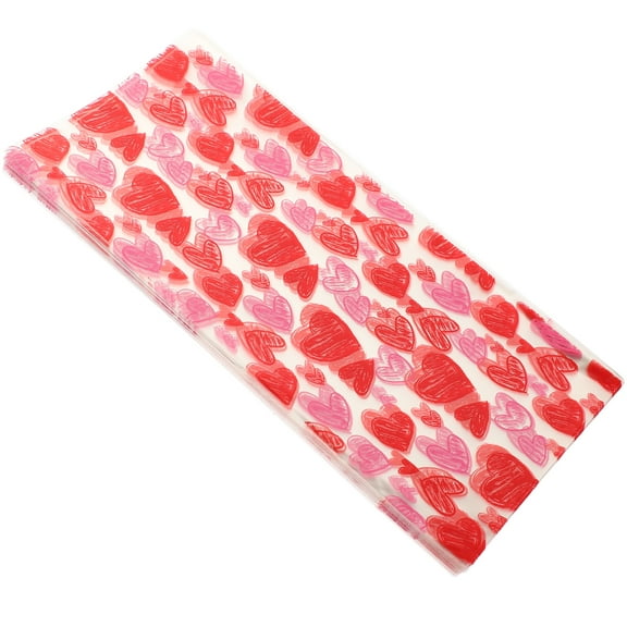 100 Pcs Love Bag Small Candy Bags Party Gift Clear for Gifts Valentine Cellophane
