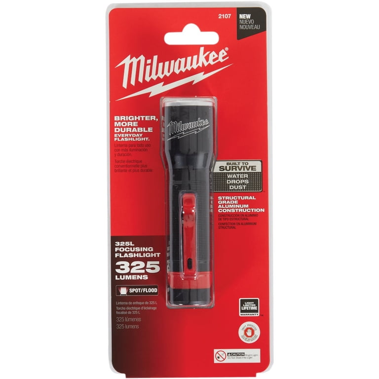 milwaukee 325 lumens led aluminum flashlight Milwaukee 2107 325-Lumen LED Aluminum Flashlight, Black