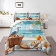 thumbnail image 2 of Erosebridal Starfish Seashell Bedding Full Comforter Set, Ocean Sailboat Down Comforter, White Bird Decor, Reversible, 2 of 8