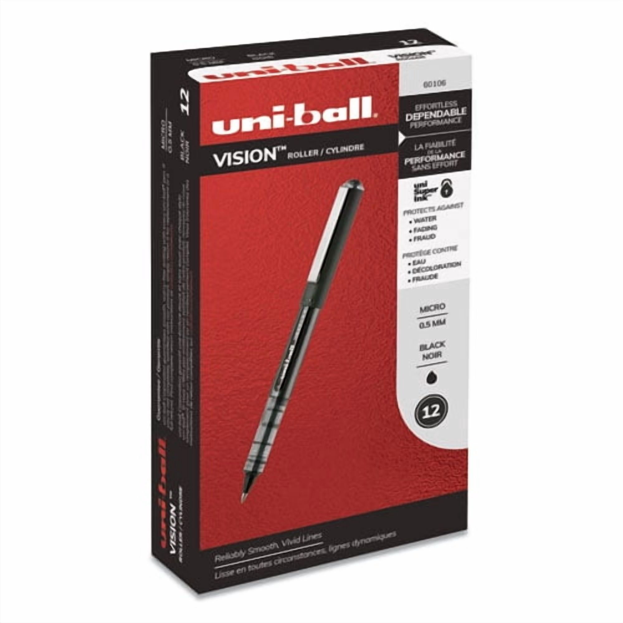 Vision Roller Ball Pen, Stick, Micro 0.5 Mm, Black Ink, Black/gray Barrel, Dozen | Bundle of 2 Dozen