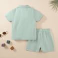 thumbnail image 3 of GYRATEDREAM Toddler Baby Boys Clothes Set Short Sleeve Button-Down Shirt Tops + Cotton Linen Shorts 2PCS Summer Outfit, 2-3Y, 3 of 8