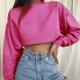 thumbnail image 2 of Gibobby Camisas Para Mujer Elegantes Sudadera de color sólido sexy para mujer Suéter de blusa de cuello redondo con parte superior corta y delgada（Rojo， S), 2 of 5