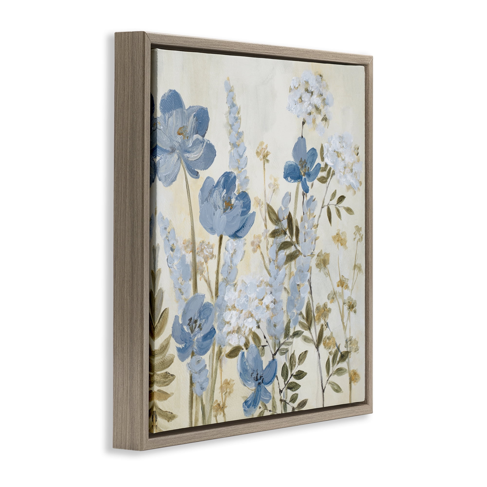 Stupell Industries Peace In The Blue Garden Brown Framed Floater Canvas Wall Art, design by Lanie Loreth