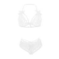 thumbnail image 4 of Mrat Lingerie Set Women Lace Strappy Bra and Panty Set Two Piece Crotchless Lingerie S-28 White S, 4 of 6