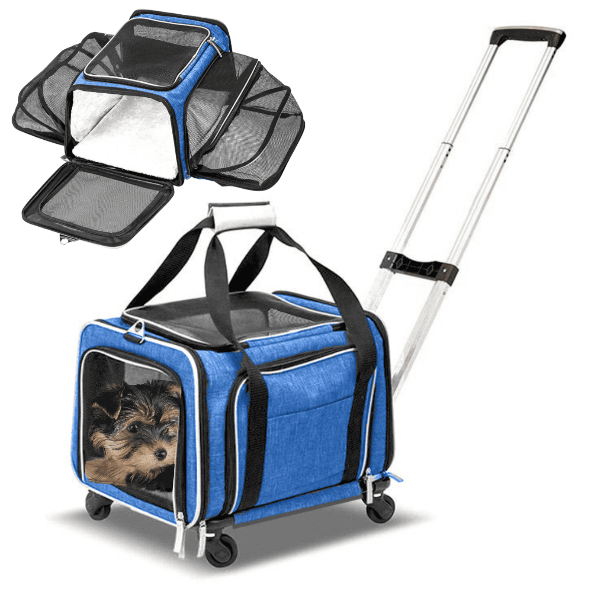 Ruff Life Airline Approved Expandable Premium Pet Carrier on Wheels Two Sided Expandable